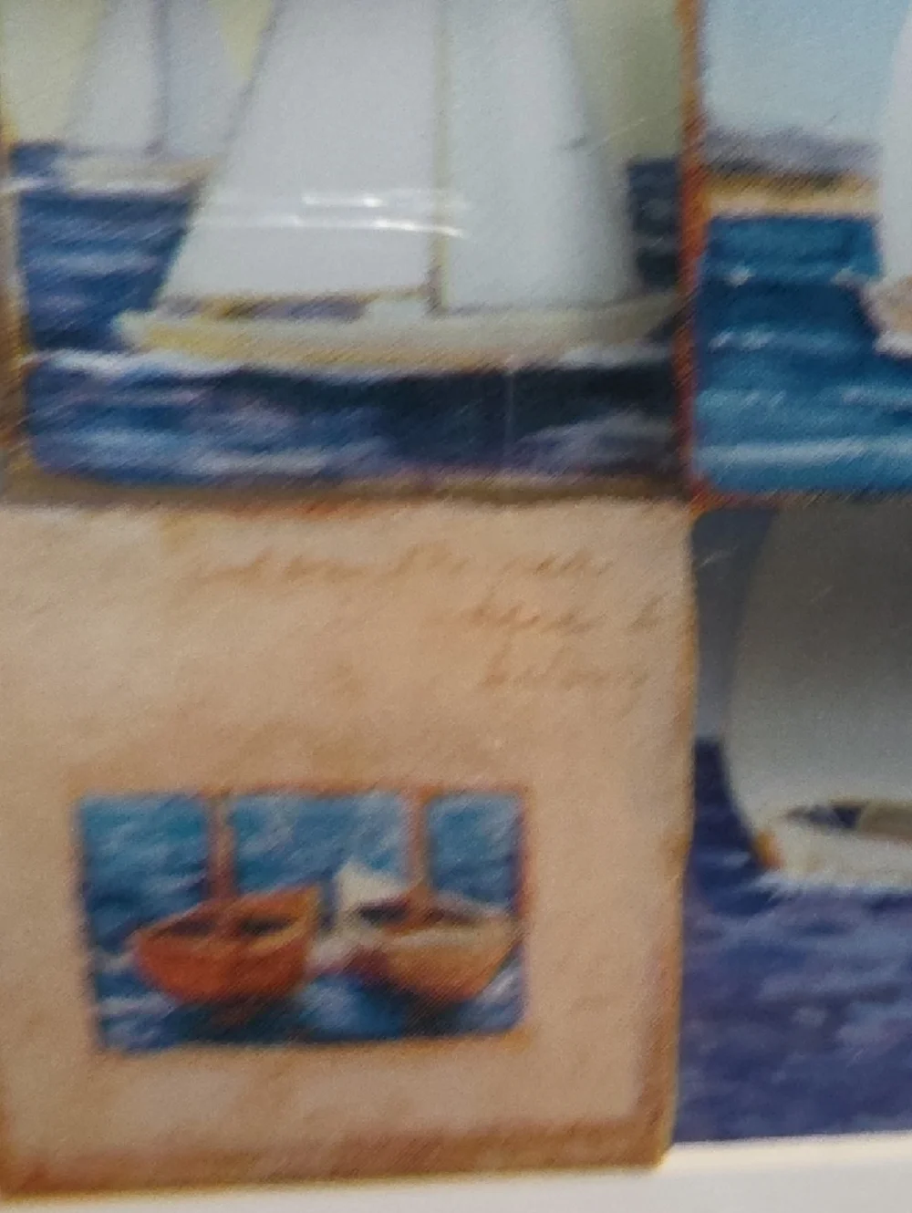 Coastal Sailboat Collage Wall Art - White Frame - 9 Tiles 3D